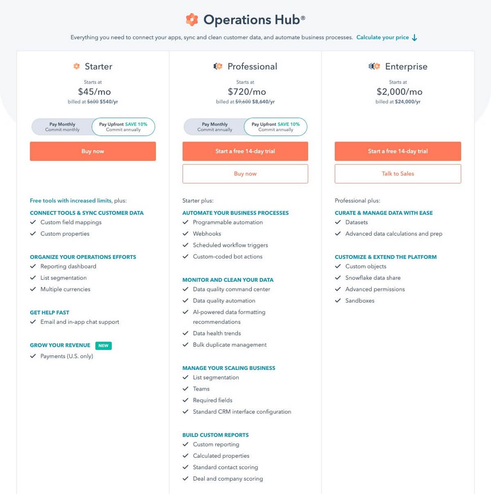 Operations Hub Pricing