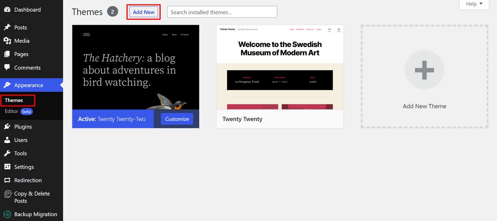 Add new theme in WordPress