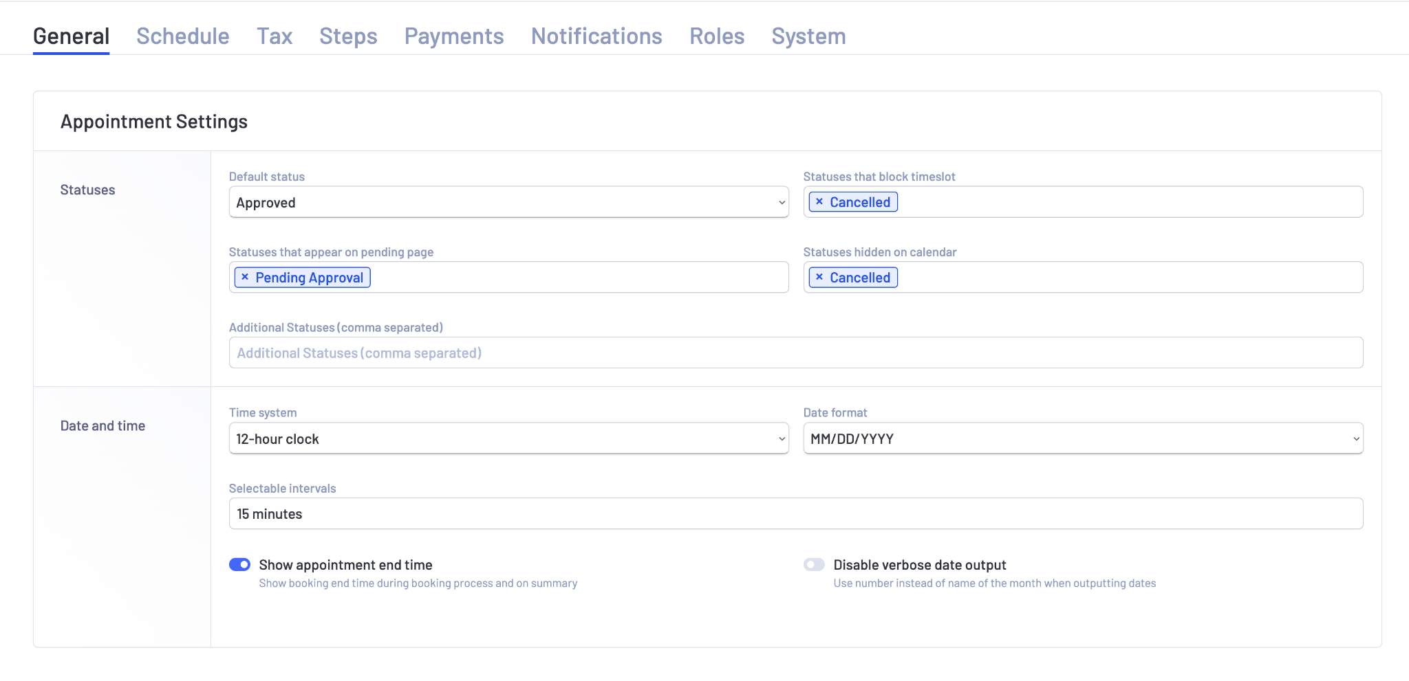 LatePoint appointment settings