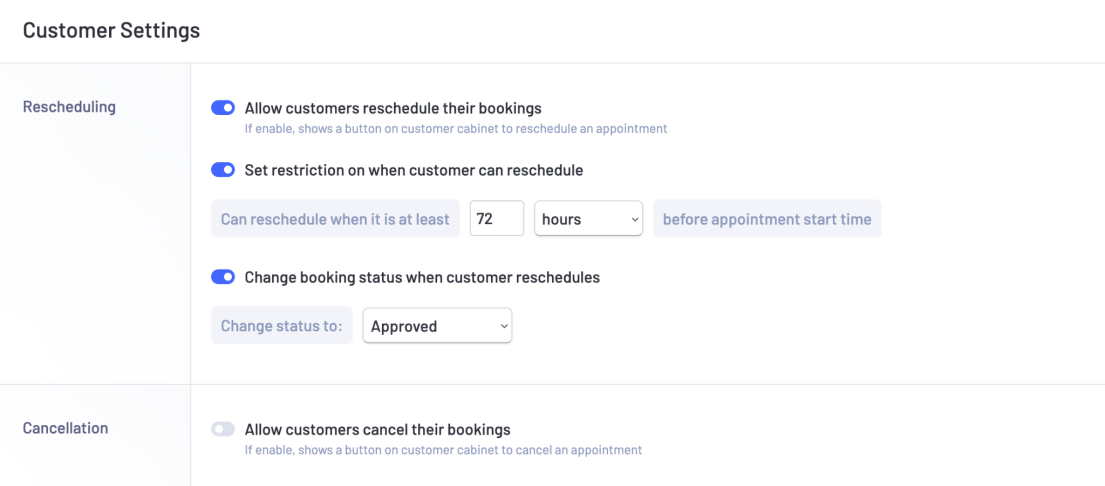 latepoint customer settings